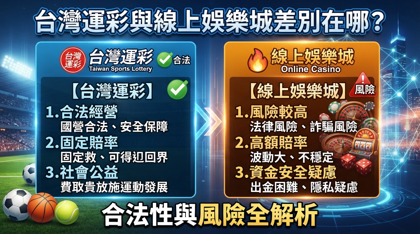 台灣運彩與線上娛樂城差別在哪？合法性與風險全解析